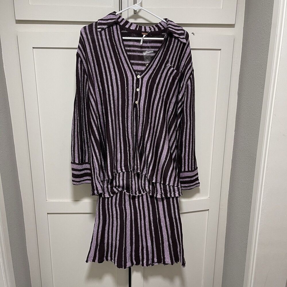 Free People Beach Bash Sweater Set Chocolate Plum… - image 8